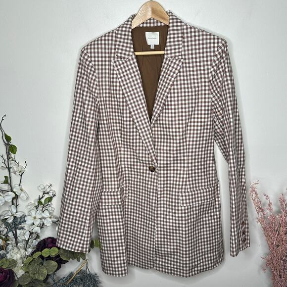 FAVORITE DAUGHTER Break Up Blazer Longline Brown Gingham Sz XL NWOT {L18} - Picture 8 of 12